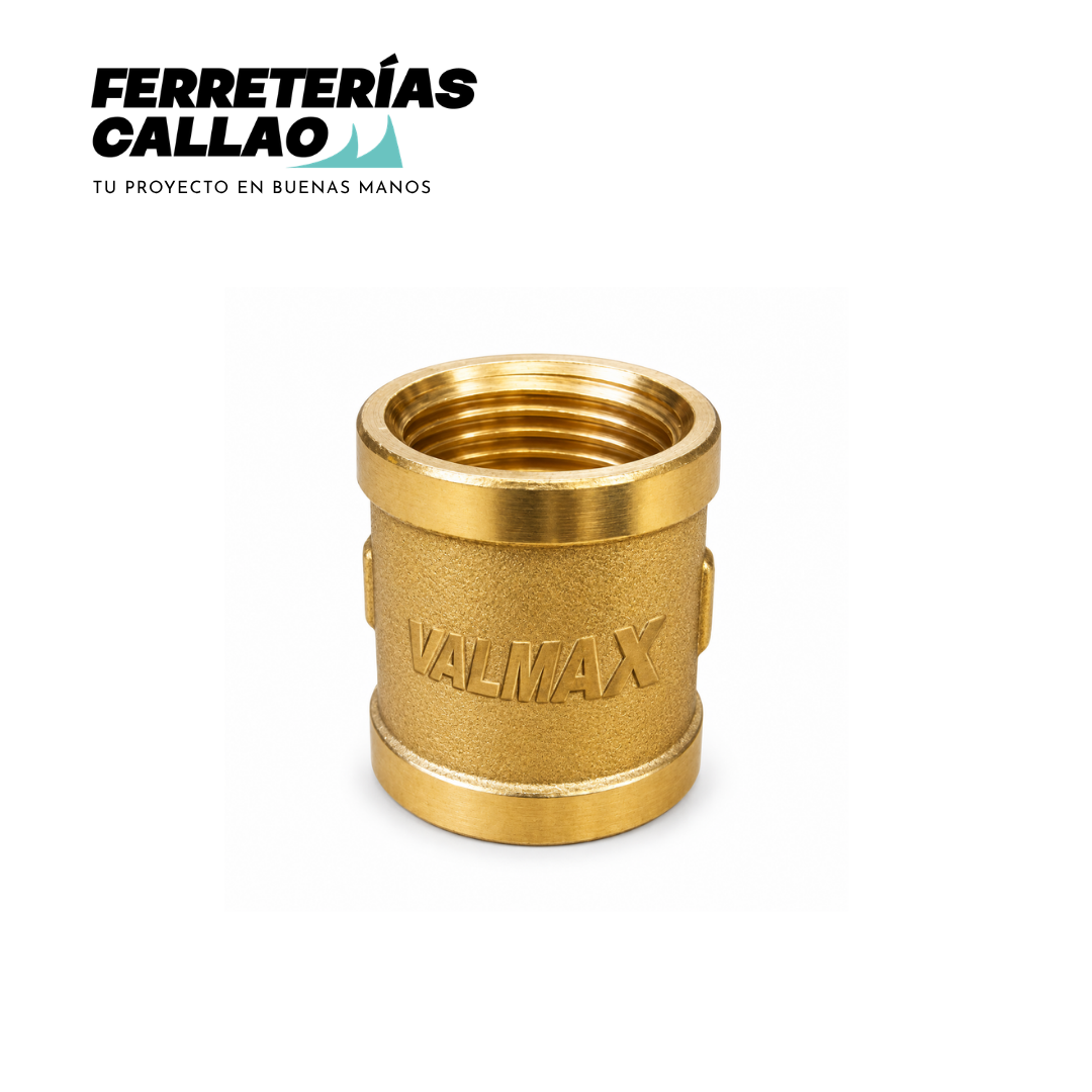 Unión de Bronce 1/2" Valmax, vista de la rosca interior
